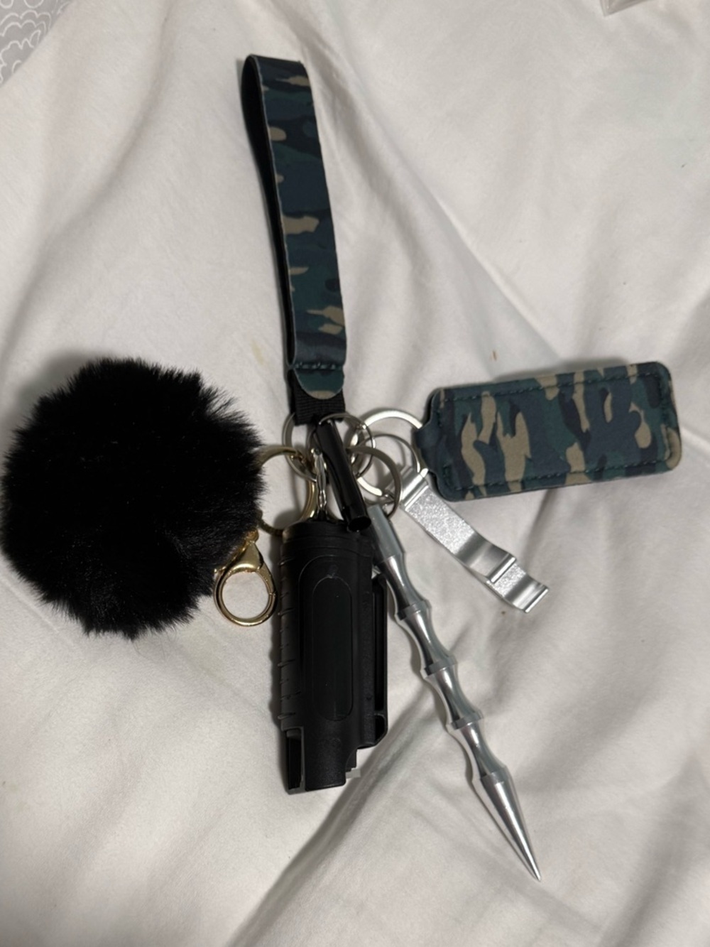 KeyFob Self Defense/Camping Bundle with chapstick holder and can opener!